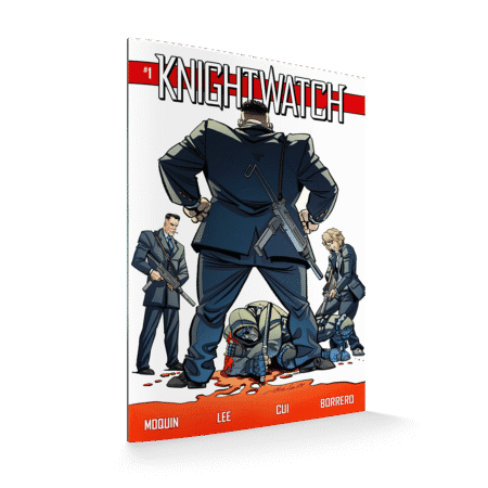 Mockup of the single floppy comic book titled Knightwatch.